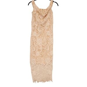 Sleeveless Cream Lace Sheath Maxi Dress Size 4 US